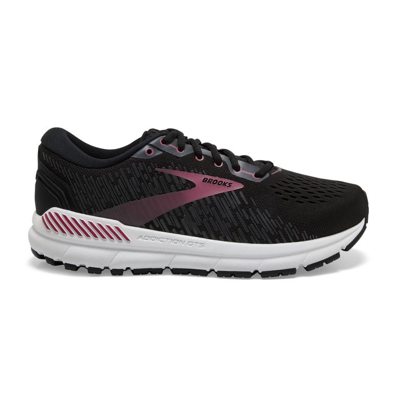 Brooks Addiction Gts 15 - Womens Road Running Shoes - Black/Ebony/Grey Charcoal/Mauvewood Burgundy (